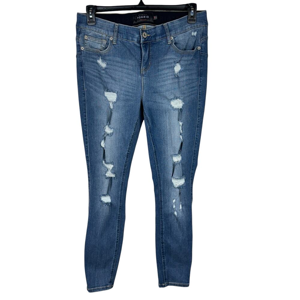 Torrid SZ 14R Bombshell Skinny Jeans Zip-Fly Stretch Mid-Rise Pockets Distressed